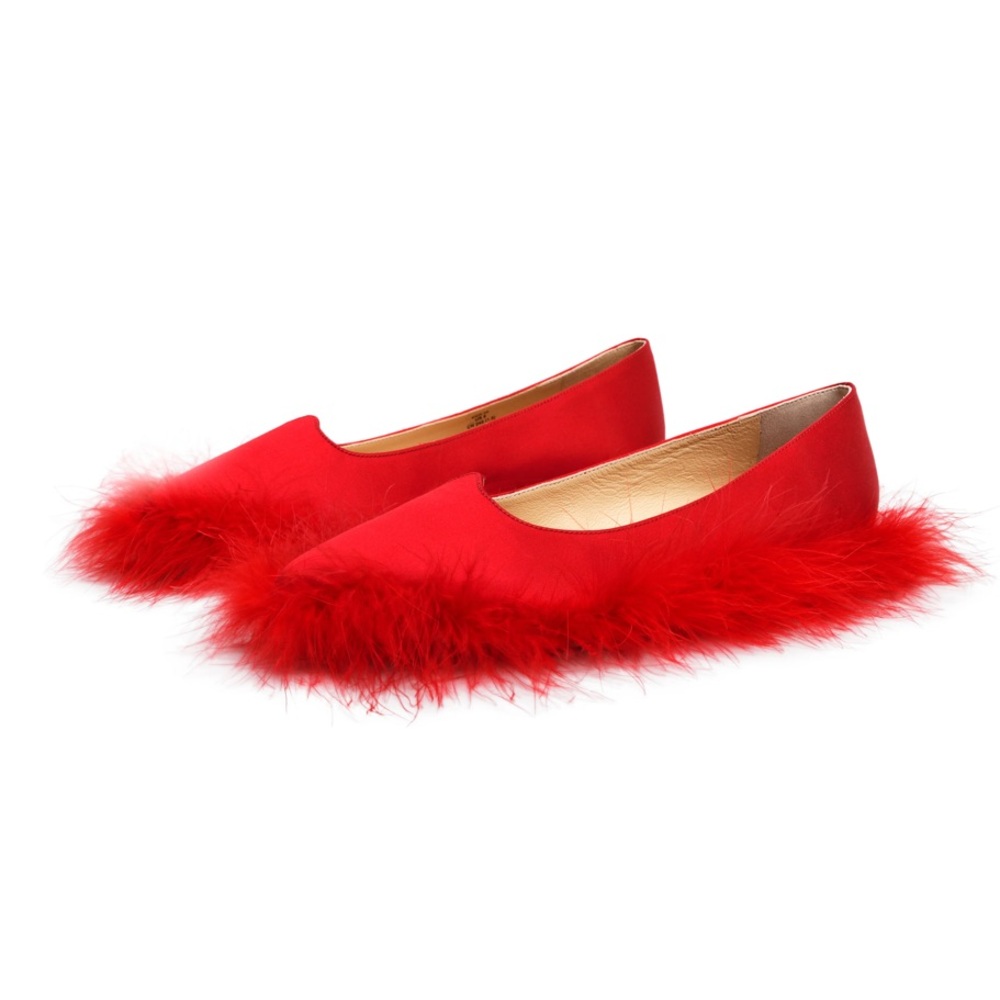 Brand new with tags, Simone Rocha for H&M Red Feather Flats Size 36, 5.5